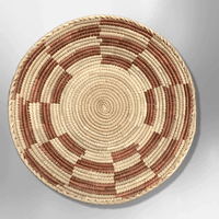 Palm Leaves Handwoven Pakistan Medium Round Two Colored Basket - Kachina City