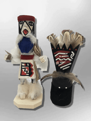 Navajo Handmade Painted Aspen Wood Six Inch Apache Dancer with Mask Kachina Doll