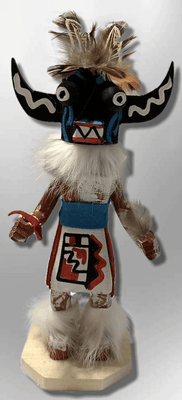 Handmade Painted Aspen Wood Six 6'' Inch Black Ogre Kachina Doll