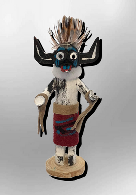Navajo Handmade Painted Aspen Wood 3'' Inch Black Ogre Kachina Doll