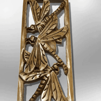Handmade Bone Carved Long Hollow Rectangle Three Dragonfly No Paint Detailed Pendant - Kachina City