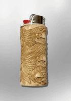 Bone Carved Handmade Eagle Head with Feathers Large Bic No Paint Detailed Lighter Case Cover - Kachina City