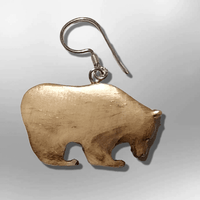 Bone Carved Eating Full Bear Body No Paint Handmade Detailed Hook Dangle Earrings - Kachina City