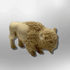 Handmade Bone Carved Full Standing Buffalo Body No Paint Detailed Table Fetish - Kachina City