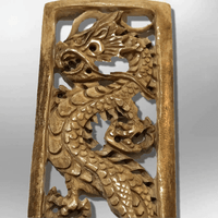 Bone Carved Handmade Long Hollow Rectangle Full Dragon No Paint Detailed Pendant - Kachina City