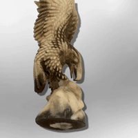 Bone Carved Handmade Full Landing Eagle Full Body No Paint Feather Detailed No Wood Base Table Fetish - Kachina City