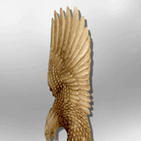 Handmade Bone Carved Full Landing Eagle Full Body No Paint Feather Detailed with Wood Base Table Fetish - Kachina City