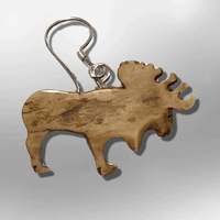 Bone Carved Eating Full Elk Body No Paint Handmade Detailed Hook Dangle Earrings - Kachina City