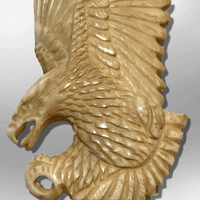 Bone Carved Handmade No Paint Flying Eagle Feathers Long Flat Back Detailed Pendant - Kachina City