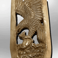 Handmade Bone Carved Long Hollow Oval Round Flying Landing Eagle No Paint Detailed Pendant - Kachina City