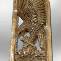 Handmade Bone Carved Long Hollow Rectangle Flying Eagle No Paint Detailed Pendant - Kachina City