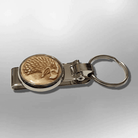 Stainless Steel Bone Carved Handmade No Paint Round Oval Eagle Head Body Detailed Key Chain Money Clip - Kachina City