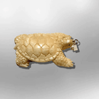 Bone Carved Handmade Small Turtle with Shell Shape No Paint Detailed Pendant - Kachina City
