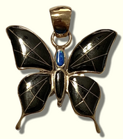 Bronze Handmade Inlay Different Stones Larger Butterfly Pendant - Kachina City
