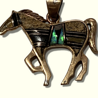 Bronze Handmade Inlay Different Stones Horse Shape Pendant - Kachina City