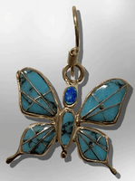 Bronze Inlay Different Stones Handmade Butterfly Shape Hook Earrings - Kachina City