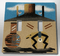 Navajo Handmade Sand Painting Pot Canyon Bear Standard Double Toggle Plate Cover - Kachina City
