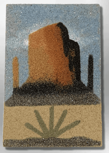 Handmade Native Navajo Rectangle Sand Painting Canyon with Sky Magnet - Kachina City