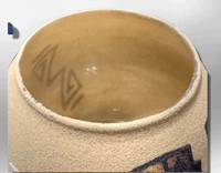 Handmade Native Navajo Sand Painting Canyon Cloud Round Ball Shape Glass Pottery - Kachina City