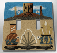 Navajo Handmade Sand Painting Pot Canyon Wedding Vase Standard Double Toggle Plate Cover - Kachina City