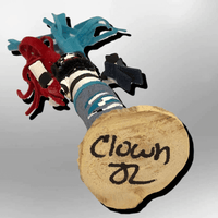 Navajo Handmade Painted Aspen Wood 3'' Inch Clown Kachina Doll - Kachina City