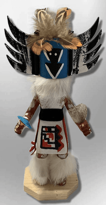 Handmade Painted Aspen Wood Six 6'' Inch Crow Mother Kachina Doll