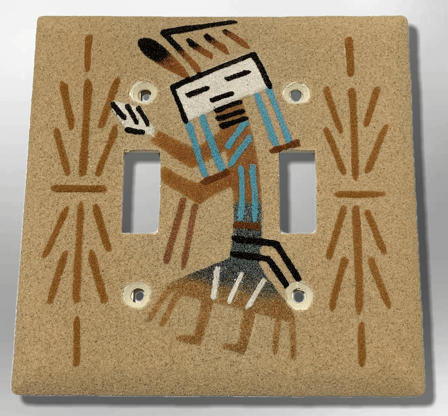 Navajo Handmade Sand Painting Yei Female Dancer Standard Double Toggle Plate Cover - Kachina City