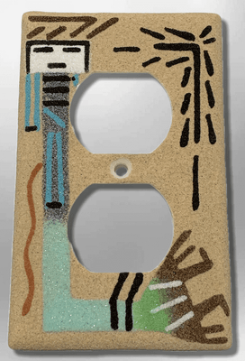 Native Handmade Navajo Sand Painting Yei Female Dancer Standard Duplex Outlet Plate Cover