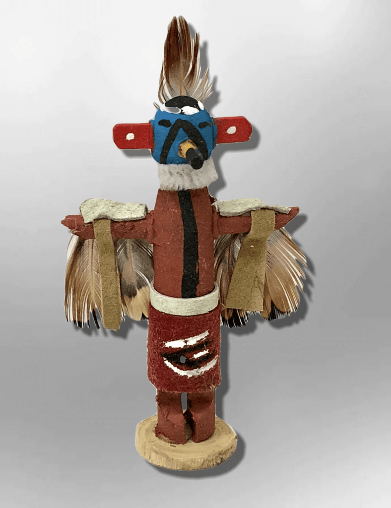 Navajo Handmade Painted Aspen Wood 3'' Inch Eagle Kachina Doll - Kachina City