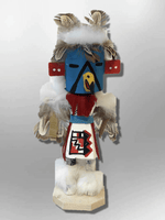 Navajo Handmade Painted Aspen Wood Six Inch Eagle with Mask Kachina Doll - Kachina City