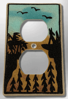 Native Handmade Navajo Sand Painting End of Trail Standard Duplex Outlet Plate Cover - Kachina City