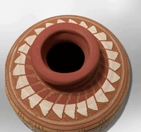 Handmade Indian Native Navajo Clay Etched SmallHummingbird Design Brown Oval Pottery - Kachina City