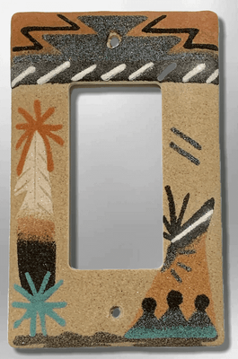 Native Navajo Handmade Sand Painting Teepee with Feather 1 Standard Single Rocker Switch Plate Cover
