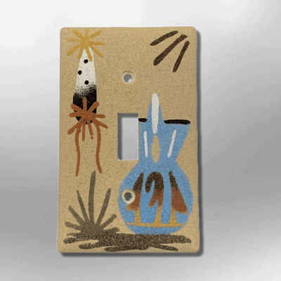 Native Handmade Navajo Sand Painting Feather with Blue Wedding Vase 1 Standard Single Toggle Switch Plate Cover