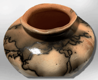 Handmade Indian Native Navajo Clay with Horse Hair Feather Small Oval Vase Shape Pottery - Kachina City
