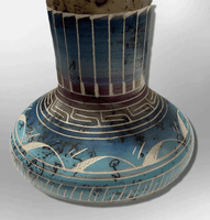 Handmade Indian Native Navajo Clay with Horse Hair Small Light Blue Purple Long Hole Shape Vase Pottery - Kachina City