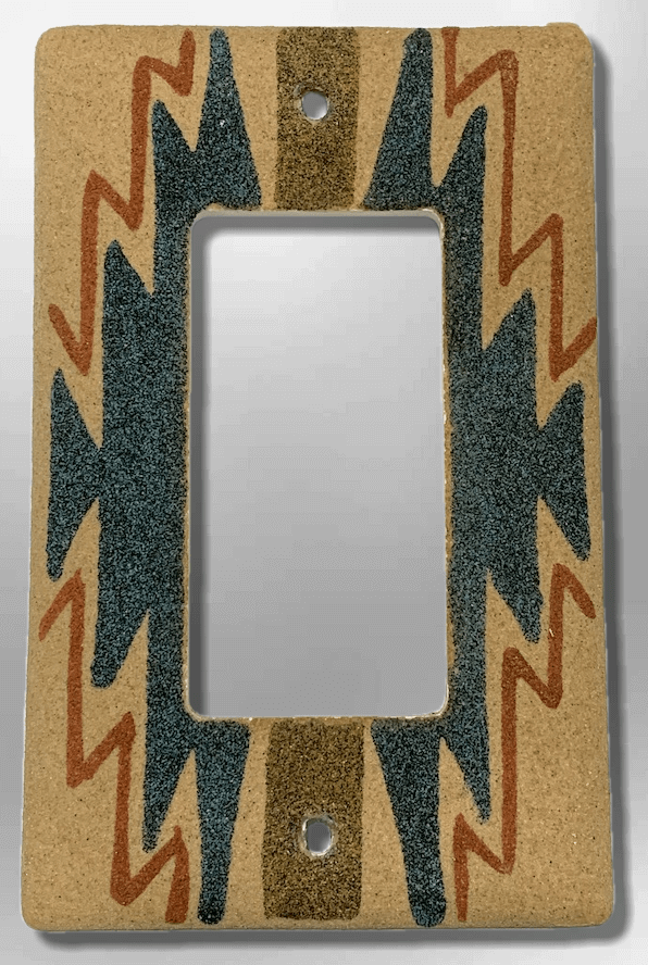 Native Navajo Handmade Sand Painting Indian Design 1 Standard Single Rocker Switch Plate Cover - Kachina City
