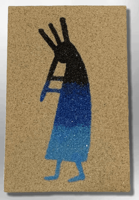 Handmade Native Navajo Rectangle Sand Painting Kokopelli Magnet