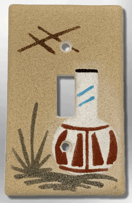 Native Handmade Navajo Sand Painting One White Pot 1 Standard Single Toggle Switch Plate Cover