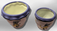 Hand-Painted Oval Shape with Alligator Jellyfish Pink Purple Wide Opening Vase Pottery Set - Kachina City