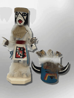 Navajo Handmade Painted Aspen Wood Six Inch Medicine Man with Mask Kachina Doll
