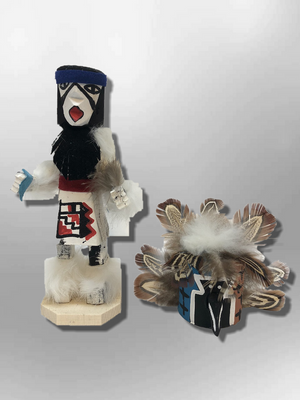 Navajo Handmade Painted Aspen Wood Six Inch Old Man with Mask Kachina Doll