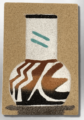 Handmade Native Navajo Rectangle Sand Painting Long Pot Magnet