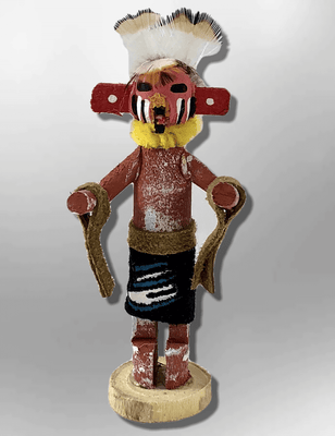 Navajo Handmade Painted Aspen Wood 3'' Inch Red Tail Hawk Kachina Doll