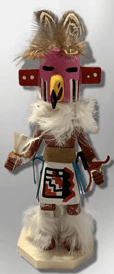 Handmade Painted Aspen Wood Six 6'' Inch Red Tail Hawk Kachina Doll