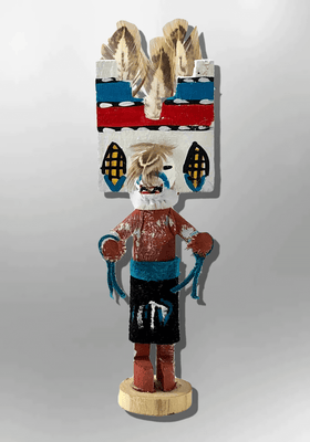 Navajo Handmade Painted Aspen Wood 3'' Inch Santo Domingo Kachina Doll