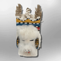 Navajo Handmade Painted Aspen Wood Six Inch Santo Domingo with Mask Kachina Doll - Kachina City