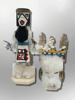 Navajo Handmade Painted Aspen Wood Six Inch Santo Domingo with Mask Kachina Doll - Kachina City