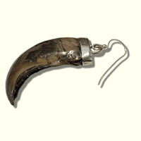 Sterling Silver Handmade Genuine Bear Claw Hook Dangle Earrings - Kachina City