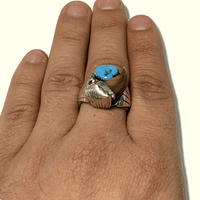 Sterling Silver Navajo Handmade Genuine Bear Claw Turquoise Coral Size 10.5 Old Ring - Kachina City